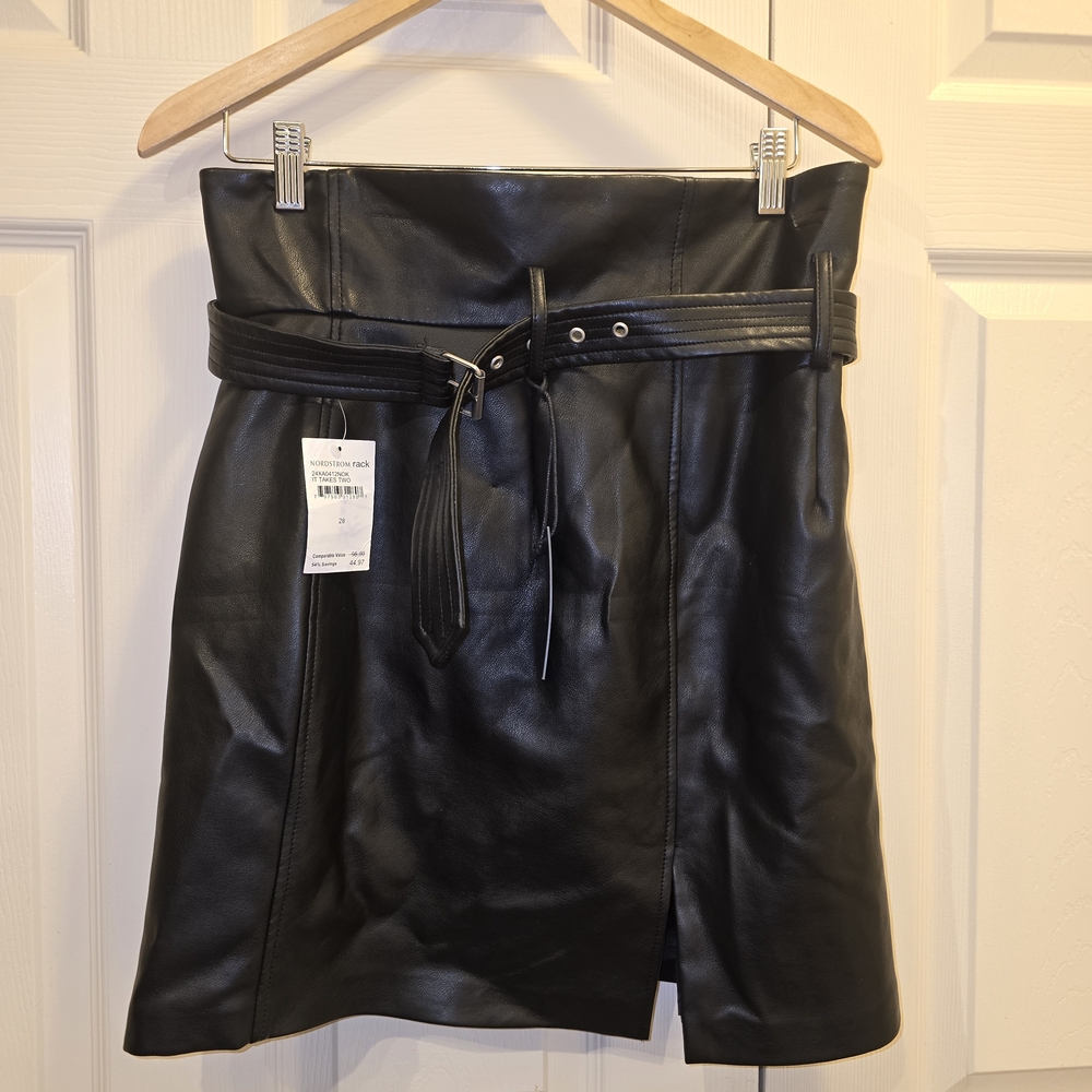 Blank NYC Black Faux Leather Mini Skirt
